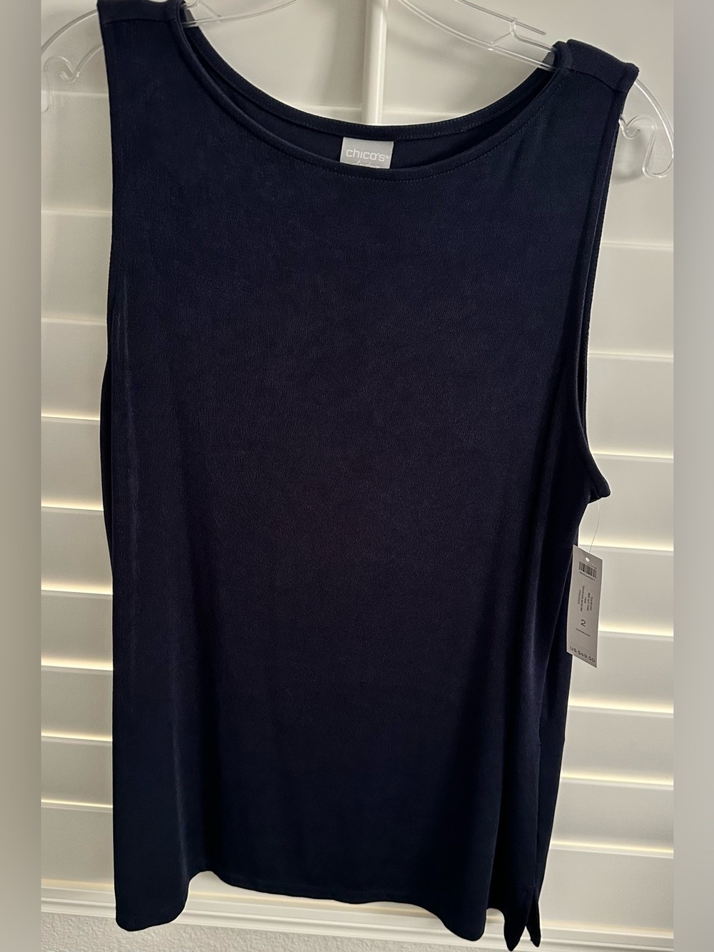 Chico's Travelers Side Slit India InkSleeveless Tank Size 2= size 12 NWT - Picture 5 of 8